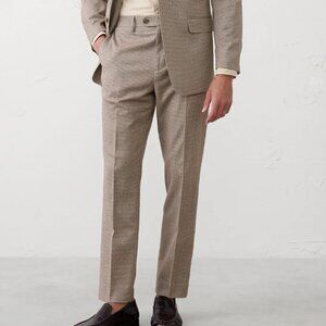 Banana Republic Factory Tailored-Fit Houndstooth Suit Trouser, Taupe, 34x30, EUC